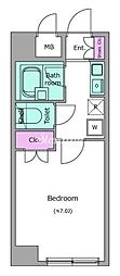 RESIDIA門前仲町 1Kの間取図画像