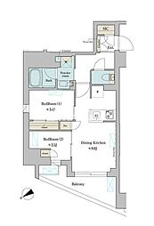 ブリリアイスト門前仲町 2DKの間取図画像