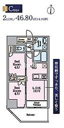 リビオメゾン東陽町Hutte 2LDKの間取図画像