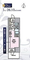 リビオメゾン東陽町Hutte ワンルームの間取図画像