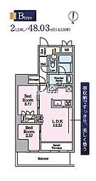 リビオメゾン東陽町Hutte 2LDKの間取図画像