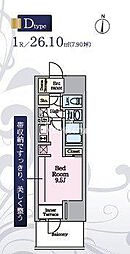 リビオメゾン東陽町Hutte ワンルームの間取図画像