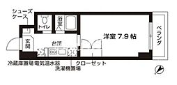 ローズウッド・ハイツ門前仲町 1Kの間取図画像