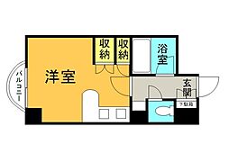 広島電鉄1系統 中電前駅 徒歩5分の賃貸マンション 3階ワンルームの間取り