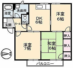 レクサス海田 3DKの間取図画像