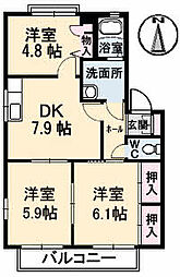 ハイツ西光寺C 3DKの間取図画像