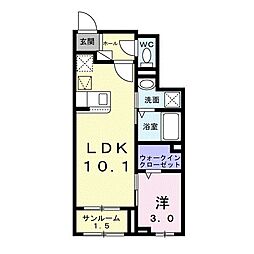 カーサ グラシオッソ B 1LDKの間取図画像