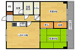 グリーンハイツ西原 2LDKの間取図画像
