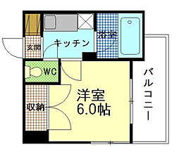 ディライト楠木 1Kの間取図画像