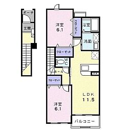 ラフィネ 2LDKの間取図画像