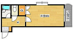 山下丹那ビル 1Kの間取図画像