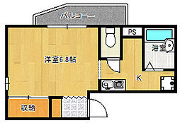 K1ハイム東雲 1Kの間取図画像