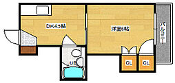 飯田コーポラス 1DKの間取図画像