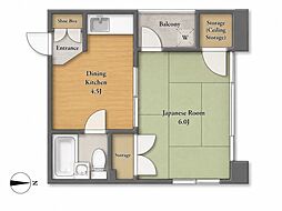 RGT竹屋町ビル 1DKの間取図画像