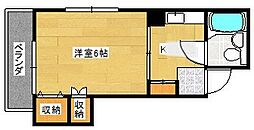 ひらた屋ハイツ 1Kの間取図画像