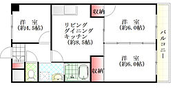 シャトー橋本 3LDKの間取図画像