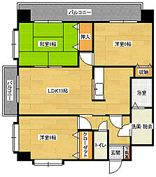 メゾンド・ベール 3LDKの間取図画像