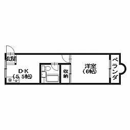 チェリス牛田 1Kの間取図画像