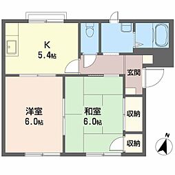 フレグランス矢賀B 2Kの間取図画像