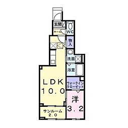 リバーサイド伴 1LDKの間取図画像