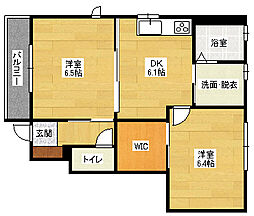 ウイングス緑井B 2DKの間取図画像