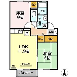 セジュール重本B 2LDKの間取図画像
