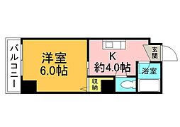 今田ビル楠木 1Kの間取図画像