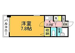 シャイン中筋 1Kの間取図画像