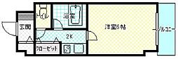 コスモハイツシバタ 1Kの間取図画像