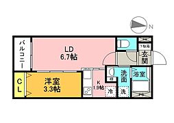月光江波東零番館 1LDKの間取図画像