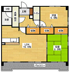 サンコーポ長楽寺マンション 2LDKの間取図画像