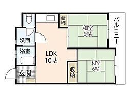 冨田ビル 2LDKの間取図画像