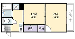 コーポ北町 2Kの間取図画像