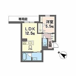 ミモザ コート 1LDKの間取図画像