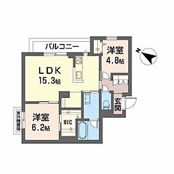 ミモザ コート 2LDKの間取図画像