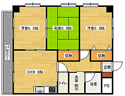 プーテゥジュール3番街 3DKの間取図画像