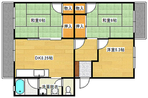 広島県広島市西区庚午中４丁目(賃貸マンション3DK・4階・57.00㎡)の写真 その2