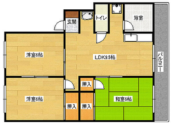 広島県広島市安佐南区八木２丁目(賃貸マンション3DK・3階・56.00㎡)の写真 その2