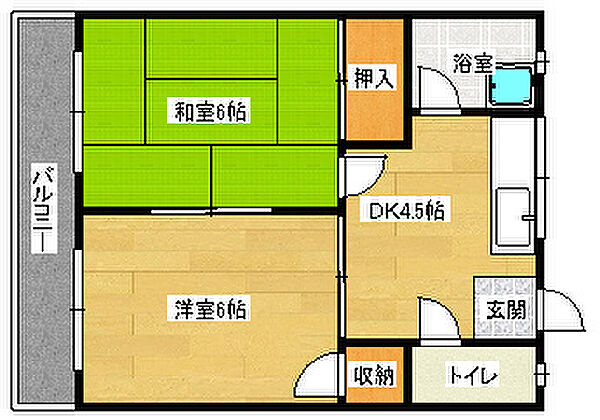 広島県広島市安佐南区川内６丁目(賃貸マンション2DK・3階・34.44㎡)の写真 その2