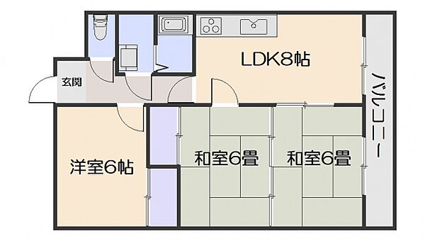 広島県広島市安佐南区大町東３丁目(賃貸マンション3DK・3階・57.96㎡)の写真 その2