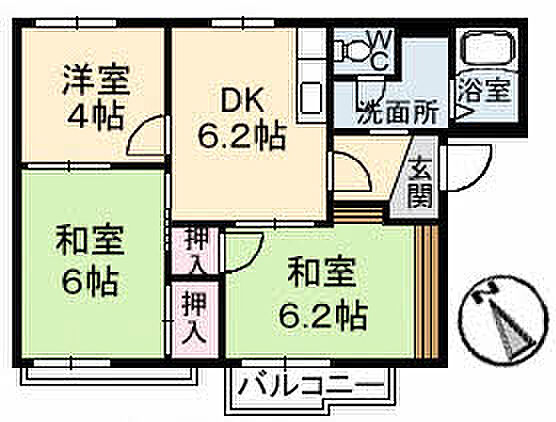 広島県広島市東区温品１丁目(賃貸アパート3DK・2階・51.02㎡)の写真 その2