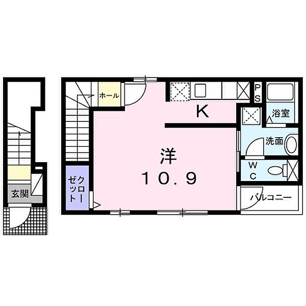 広島県安芸郡府中町大通３丁目(賃貸アパート1R・2階・37.05㎡)の写真 その2