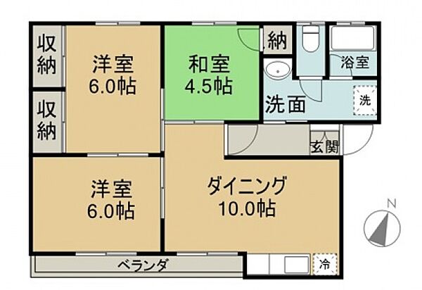 広島県広島市東区戸坂山崎町(賃貸マンション3LDK・2階・62.50㎡)の写真 その2