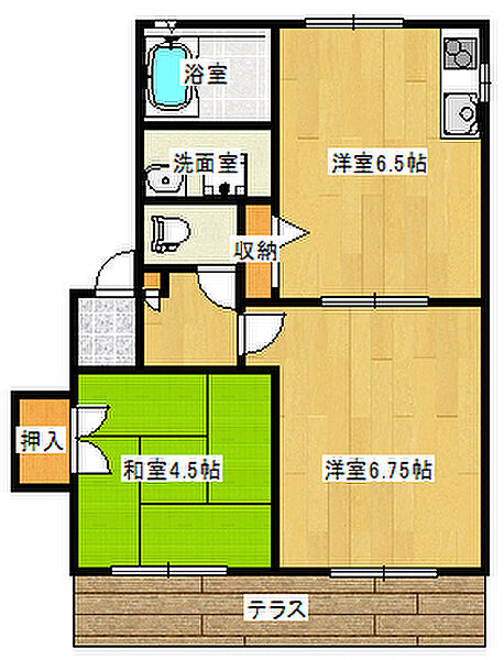 広島県広島市西区己斐中３丁目(賃貸アパート2DK・1階・45.00㎡)の写真 その2