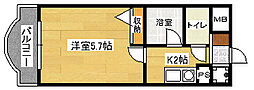 ルーテシア大野 1Kの間取図画像