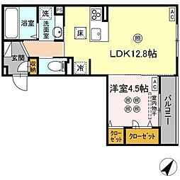 広島市西区高須3丁目アパート 1LDKの間取図画像