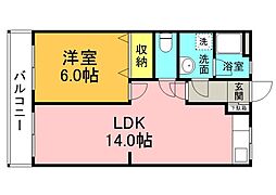 溝田ビル 1LDKの間取図画像
