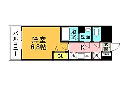 プレサンス広島中央 1Kの間取図画像