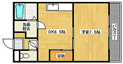 青木ビル 1DKの間取図画像