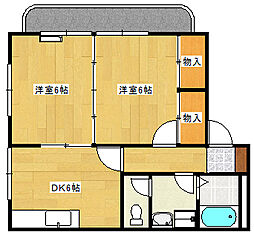 プチメゾン 2DKの間取図画像
